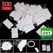 100-500X White Paper Jewelry Clothes Label Price Tags w/ Elastic String 50*30mm