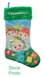 CoComelon Green Velour Christmas Stocking, 17” Length, Christmas / Holiday Decor