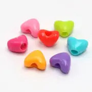 100 Mixed Color Acrylic Heart Pony Beads 11X9mm for Kids Craft Kandi Bracelet