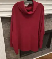 NWT Eileen Fisher Ruby Organic Cotton Chenille Turtle Neck Size 2X Ruby Red