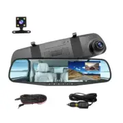 Espejo Retrovisor Con Camara De Seguridad 4.3" Reversa y Frontal Para Coche Auto