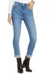 Tommy Hilfiger Denim Womens Blue Mercer High-waist Cuffed Skinny Jeans, 8