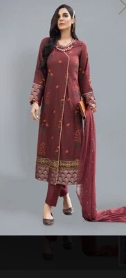 Maria b. medium Three piece embroidered cotton suit/