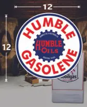 (1) 12" x 12" Humble Gasolene TX Gas Vinyl Decal Lubester Oil Pump Can Lubster