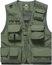 [Bewellan] 15 Pockets Men Women Outdoors Multi-Pocket Fishing Camping Hunting Trekking Hiking Detachable Male Vest Army Green 4XL