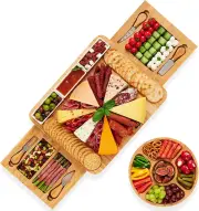 Large Gift Cheese and Charcuterie Board & Knife Set with Cheese and Meat Tray