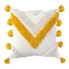Morocco Tassel Square Throw Pillow for Case for Triangle Stripes Tufted Cushion