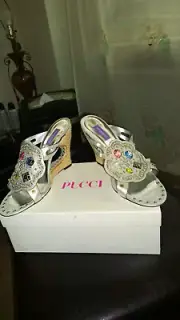 NIB Emilio Pucci Silver Jeweled mules size 39 MADE IN ITALY