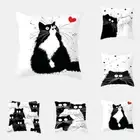 Cat Cushion Cover Creative Cute Black White Cat Pillow Case For Sofa Party