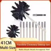 1-37 Pcs Flexible Chimney Sweep Set 12-50 Feet for Flue Sweeping Brush & Rod Kit