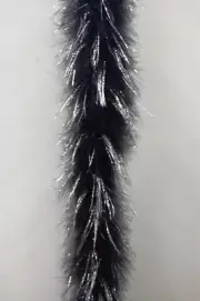 MARABOU FEATHER BOA 22 Grams - BLACK w/ Silver LUREX (Costume/Craft/Halloween)