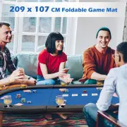Costway10-Player Foldable Padded Poker Table Top with Carrying Bag-Blue