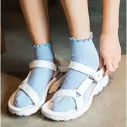 Ruffled Socks Dark Khaki - One Size