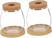 ifundom 2 Sets Plant Terrarium: Glass Propagation Station - Bamboo & Glass Hydroponic Kit – Water Rooting Vase for Indoor Plants Flower Display
