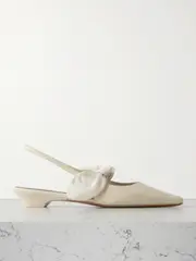 [NEOUS] NEOUS - Uba Bow-embellished Faille And Leather Slingback Flats - Beige - IT41 IT 41 Neutrals