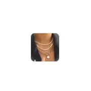 Chunky Gold Necklace for Women Layered Gold Cuban Link Chain Style C-Gold