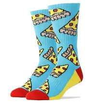 OoohYeah Mens Colorful Athletic Crew Socks, Pizza Party, Funny Dress Socks