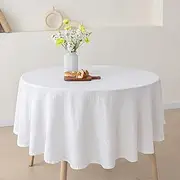 TRITON LINEN 100% Pure French Linen Tablecloths,65Inches Round Table Clothes for Dining,Parties,Picnic,Events,Weddings and Restaurants (RO-White, Round - 65 Inch Dia)