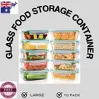 GLASS STORAGE FOOD CONTAINERS 10 PACK AIRTIGHT MEAL PREP LUNCH - FAST SHIP AUS