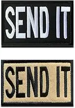 2 Packs Send it Embroidered Hook and Loop Fastener Tactical Military Funny Patch for Backpack Cap Bag Vest Armband Dog Harness-Black &Coyote