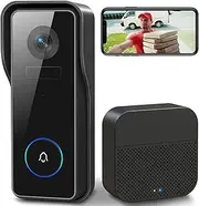 [XTU] Doorbell Camera with Chime - No Subscribe Video doorbell - Two-Way Audio - PIR Motion Detection - IP66 Waterproof - Anti-Theft Alarm - Night Vision - 2.4GHz Wi-Fi - SD/Cloud Storage