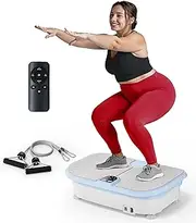 FEIERDUN Vibration Plate Exercise Machine, Vibration Plate for Lymphatic Drainage, Power Plate Vibration Platform w/ Loop Bands for Weight Loss & Toning