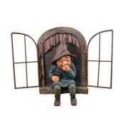 Elf Out The Door Tree Hugger Yard Art Outdoor Resin Gnome Statue Garden Decor