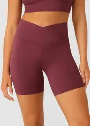 [Lorna Jane] Inspire Wrap Waist 16cm Bike Shorts in Purple, Size - XL XL Mulberry
