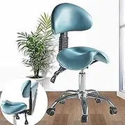Ergonomic Saddle Stool with Back Support ＆ 360° Wheels, Hydraulic Metal Salon Chair Rolling Stools, Dentist's Ergonomic Office Chair