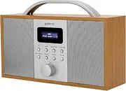 Groov-e Boston Wooden DAB & FM Radio with Bluetooth & Alarm Clock | Portable DAB Radio with Stereo Speakers & 40 Presets Stations | Mains or Battery Operated with LCD Display