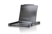 ATEN Rackmount Single Rail LCD Console VGA,HDMI,DVI & VGA w/ 17.3' LCD Display, 1x Custom KVM Cable Included, 1920x1080@60hz Display, LED Illumination