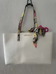 Betsey Johnson White Laptop Tote Shoulder Strap Purse Floral New With Tags