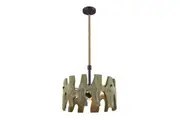 Hopi Pendant Light Weathered Grey Wood Round