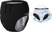 Reusable Swim Diapers for Adults Waterproof Leakproof Incontinence Swimwear Underwear for Men and Women with Special Needs（Black，2XL）