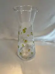 Martini Cocktail Carafe Pitcher 10.5”T Etched Green Olives Clear Leaves Handmade