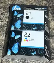 GENUINE HP 21 HP 22 Ink Cartridge 2 Pack for Deskjet 3910 Officejet J3635