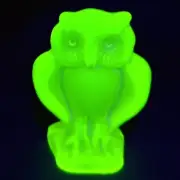 Uranium Glass Figurine Owl Vaseline Frosted Glass Statue Art Deco Lovers Gift