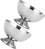 CHICAMPERA 2pcs Stainless Steel Dessert Serving Bowl Ice Cream Cup for Fruit Salad Candy Pudding Compact and Easy to Handle for Home Dining