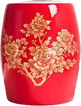 Ceramic Food Storage Jar Rice Storage Container Grain Storage Bin Ceramic Rice Bucket Rice Storage Box Sealed Rice Bin Cereal Rice Container for Kitchen(Red,5KG)