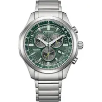 在飛比找PChome24h購物優惠-CITIZEN 星辰 鈦 光動能計時手錶-綠 AT2530-