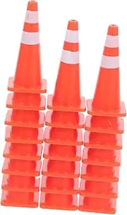 COMNESTBI 20pcs Mini Traffic Cones Tiny Simulation Road Parking Signs Plastic Traffic Toy for Kids Construction Themed Party Favors