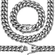 Miami Cuban Link Bracelet 9'' & Chain 30'' 18mm ANTI-TARNISH Stainless Steel