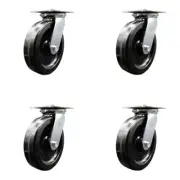 8 Inch Phenolic Caster Set with Ball Bearings and Swivel Locks Service Caster