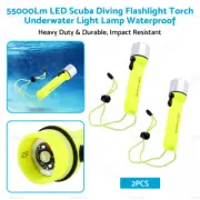 2x Waterproof Bright LED Scuba Diving Underwater Flashlight Torch Light Lamp