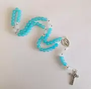 Miraculous Medal Cord Rosary - Agate and Plastic Beads