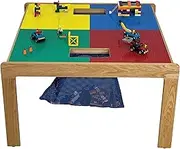 Fun Builder Table-Compatible with Lego® Brand blocks-32" x 32"-Made in USA! Fully Assembled Wood Frame with Wood Legs-Preassembled and Ready in a Few Minutes-Ages 5 and Up