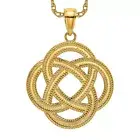 14K Solid Yellow Gold Heart Celtic Eternity Love Knot Round Necklace