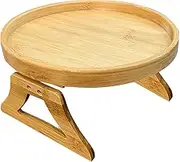 Sofa Table Tray - Clip On Side Table Tray | Couch Arm Rest Protector Snack Tray | Wood Sofa Side Tables Tray | Space Saving Tray for Drinks | Round Sofa Armrest Clip on Tray for Snack, Phone, Remote