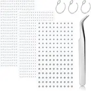 [LAURITAMI] Fake Nose Piercing Gemstones 3 Pieces with Tweezers Fake Nose Ring Fake Lip Ear Eyebrow Bling Stick Face Jewellery 2/2.5/3/4 mm