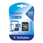 Verbatim Premium 64GB, 128GB Micro SD/SDXC Card with Adapter
